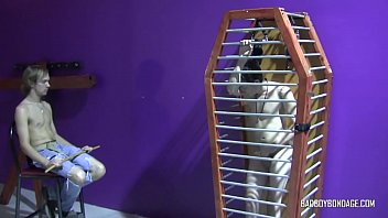 porn badboybondage young dom locks up skinny sub and him to jerk off sex