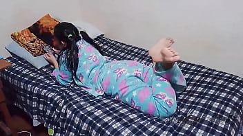 porn my pretty neighbor in pajamas lets me see her underwear and fuck her before they discover us were home alone and i sex