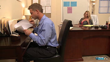 porn horny blonde milf fucking with her coworker in the office sex