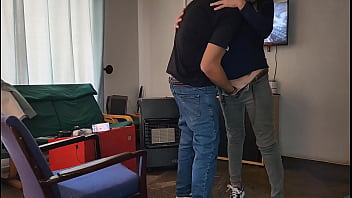 porn fucking my neighbors wife standing missionary while he is in the bathroom sex