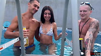 porn crazy gangbang party by the pool rough sex and creampie sex